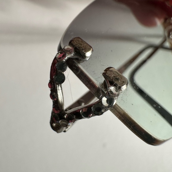 Fellini Rhinestone Silver Rimless Sunglasses - Picture 4 of 9